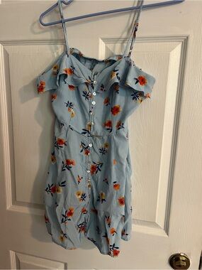 Forever 21 Light Blue Floral Sundress with Multicolor Blossoms